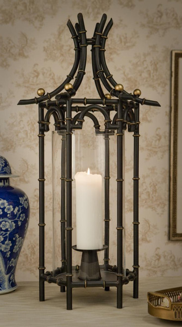 Dessau Home Black Iron Bamboo Hurricane Home Decor