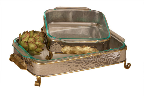 Dessau Home Nickel And Brass Square Pyrex Holder Home Decor