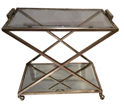 Dessau Home Antique Silver "X" Frame Beveled Cart