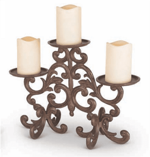 GG Collection Metal Acanthus Leaf 3-Tier Candle Holder