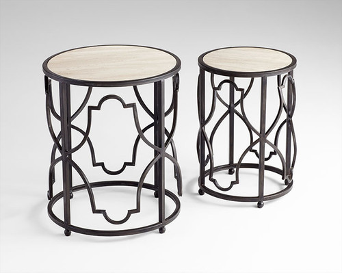 Gatsby Ebony and Wood Round Tables by Cyan Design