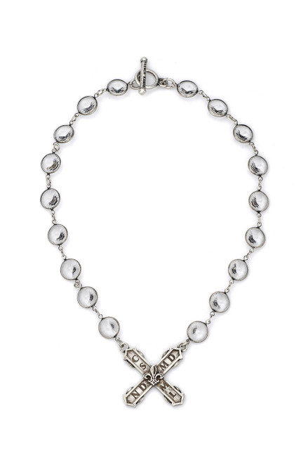 French Kande Crystal Swarovski Silver French Kiss Pendant Necklace 16 Inch