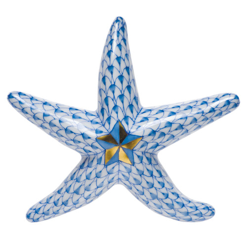 Herend Blue Fishnet Figurine - Miniature Starfish 3 inch L