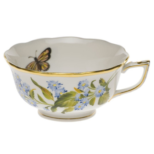 Herend American Wildflower Tea Cup (8 Oz) - Blue Wood Aster