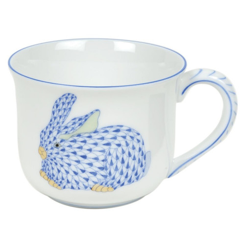 Herend Blue Fishnet Mug - Bunny (6 Oz)