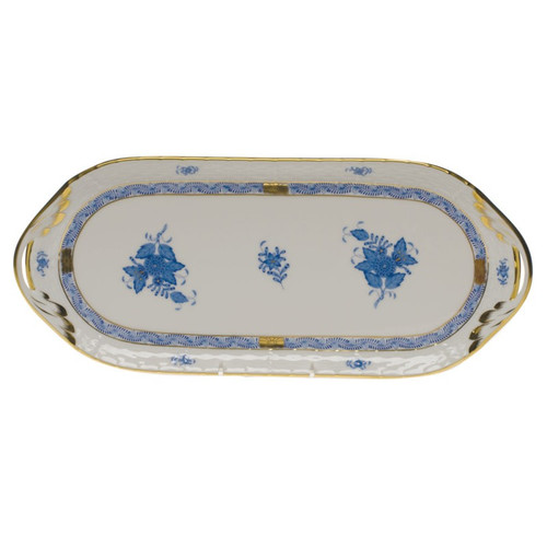 Herend Chinese Bouquet Blue Sandwich Tray 14.5 inch L X 6 inch W