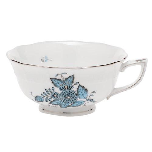 Herend Chinese Bouquet Turquoise & Platinum Tea Cup (8 Oz)