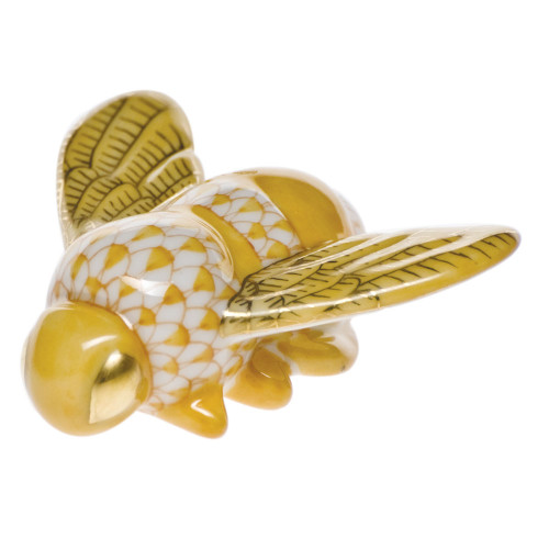 Herend Shaded Butterscotch Fishnet Figurine - Bumble Bee 1.5 inch L X 0.5 inch H