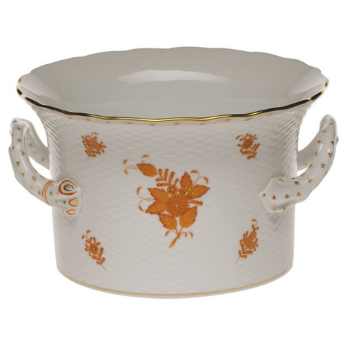 Herend Chinese Bouquet Rust Cachepot With Handles 6.25 inch H X 1