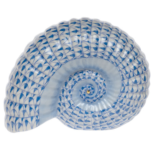 Herend Shaded Blue Fishnet Figurine - Ammonite 4.25 inch W