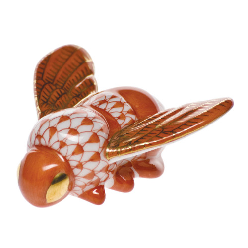 Herend Shaded Rust Fishnet Figurine - Bumble Bee 1.5 inch L X 0.5 inch H
