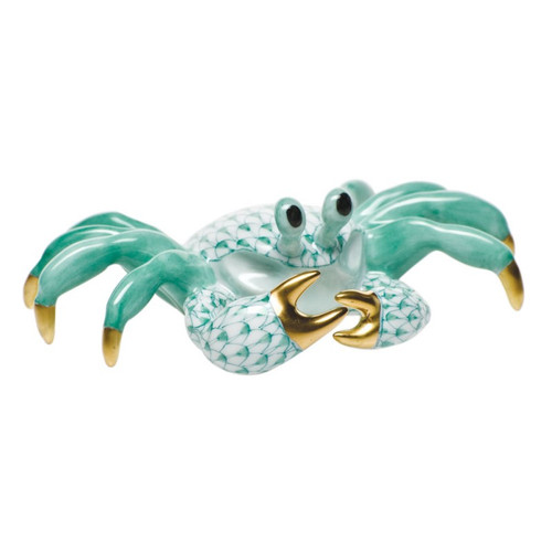Herend Shaded Green Fishnet Figurine - Ghost Crab 3.75 inch L X 1.25 inch H