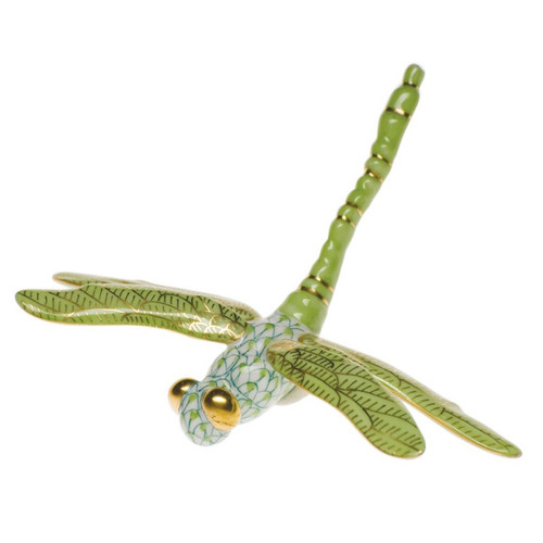 Herend Shaded Lime Fishnet Figurine - Dragonfly 3.5 inch L X 4.25 inch W