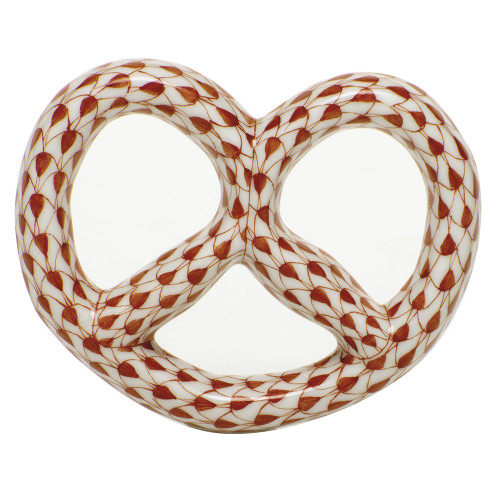 Herend Porcelain Fishnet Rust Pretzel 2.25L X 2W