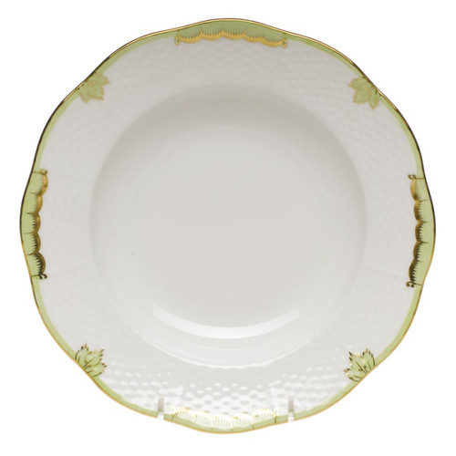 Herend Princess Victoria Green Rim Soup Plate 8 inch D