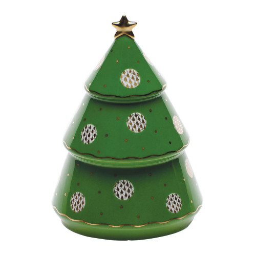 Herend Gold Fishnet Figurine - Christmas Tree 4.75 inch H X 3.5 inch D