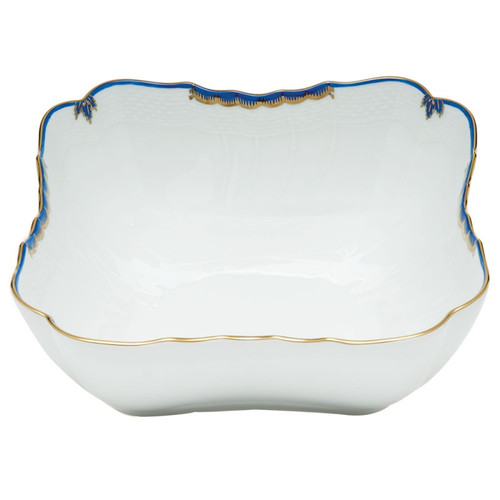 Herend Princess Victoria Blue Square Salad Bowl 10 inch Sq