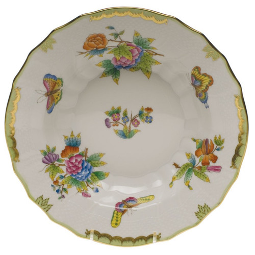 Herend Queen Victoria Rim Soup 9.5 inch D - Green Border