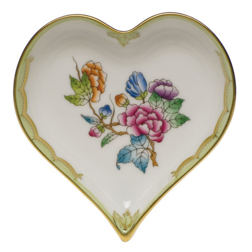 Herend Queen Victoria Fancies Small Heart Tray 4 inch L X 4 inch W