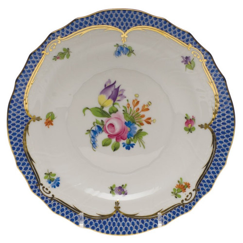 Herend Printemps With Blue Border Salad Plate - Motif 04 7.5 inch D