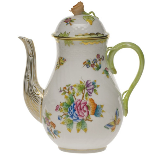 Herend Queen Victoria Coffee Pot With Rose (36 Oz) 8.5