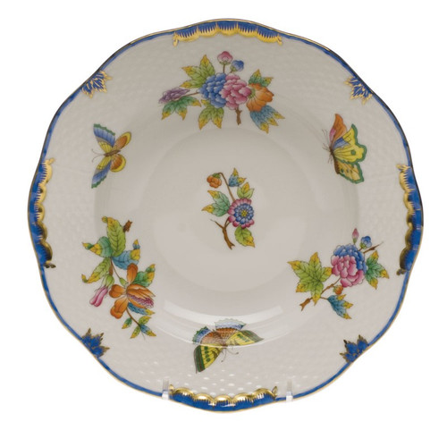 Herend Queen Victoria Blue Border Rim Soup Plate 8 inch D