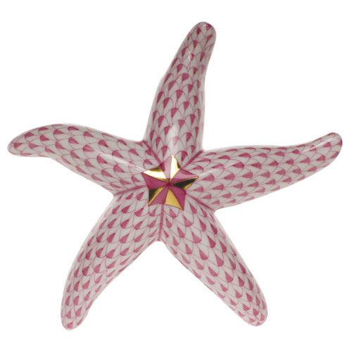 Herend Raspberry Fishnet Figurine - Starfish 4 inch L