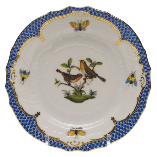 Herend Rothschild Bird Blue Border Bread & Butter Plate - Motif 09 6 inch