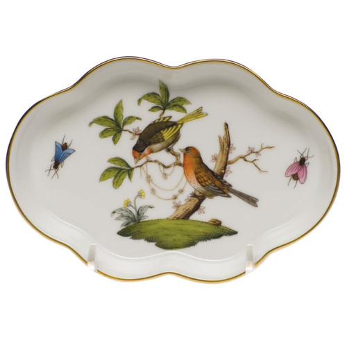 Herend Rothschild Bird Small Scalloped Tray 5.5 inch L