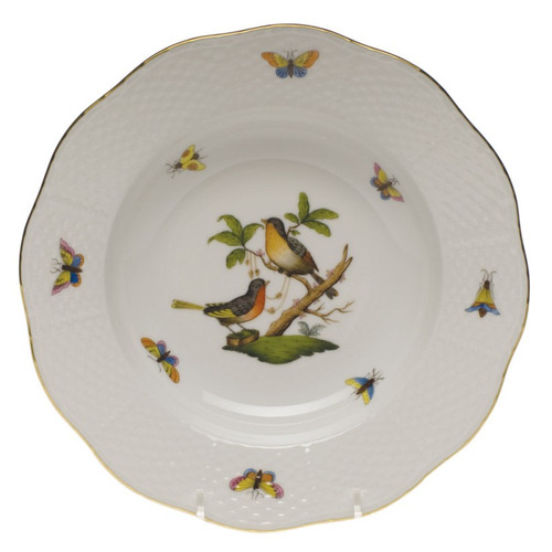 Herend Rothschild Bird Rim Soup Plate - Motif 08 8 inch D
