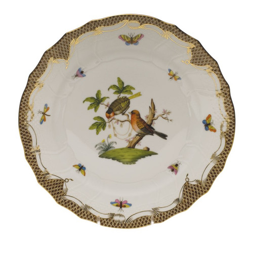 Herend Rothschild Bird Green Border Dinner Plate - Motif 10 10.5 inch D