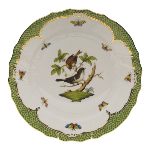 Herend Rothschild Bird Green Border Dinner Plate - Motif 04 10.5 inch D