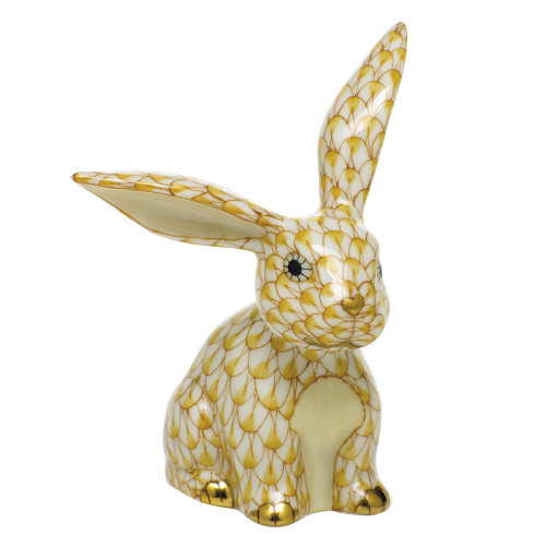 Herend Porcelain Shaded Butterscotch Funny Bunny 2L X 2.25W X 3H