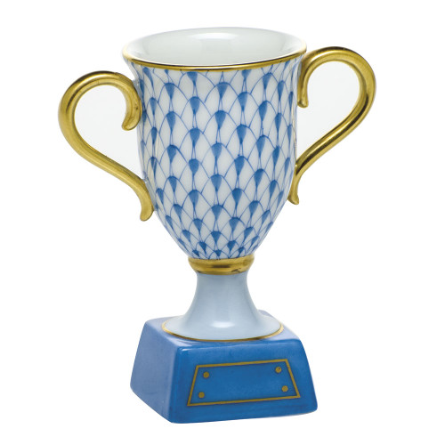 Herend Porcelain Shaded Blue Trophy 2.75L X 3.25H