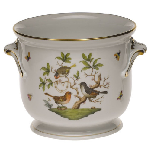 Herend Rothschild Bird Large Cachepot 8.25 inch H X 9.5 inch D