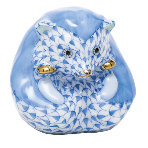 Herend Porcelain Shaded Blue Baby Hedgehog 1.5L X 1.75H