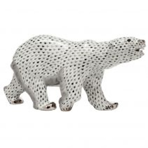 Herend Rust Fishnet Figurine - Polar Bear 16 inch L X 7.75 inch H