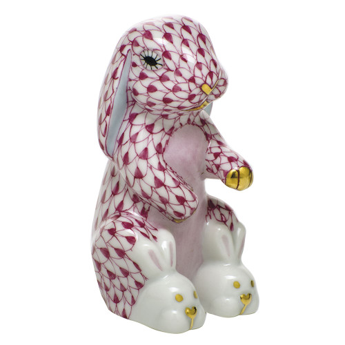 Herend Porcelain Shaded Raspberry Pink Bunny Slippers 1.5L X 2.5H