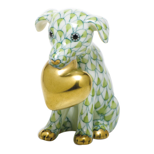 Herend Porcelain Shaded Key-Lime-Green Puppy Love 1.75L X 2H