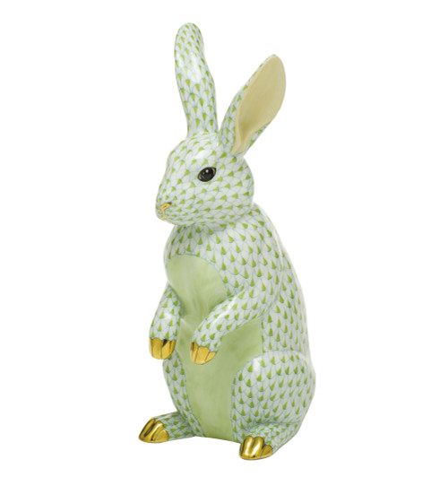 Herend Porcelain Shaded Key-Lime-Green Large Standing Rabbit 6L X 11.5H