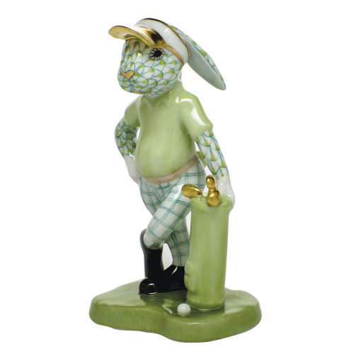Herend Porcelain Shaded Key-Lime-Green Golf Bunny 2.25L X 4.25H