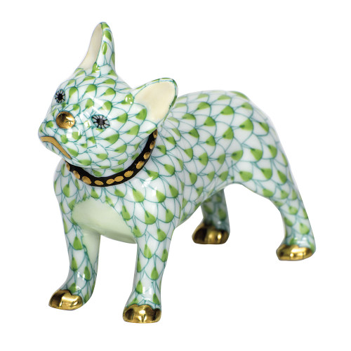 Herend Porcelain Shaded Key-Lime-Green Frenchie 3.25L X 2.25H