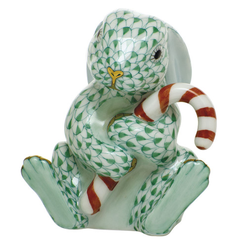 Herend Porcelain Shaded Green Candy Cane Bunny 2.5L X 2.75H