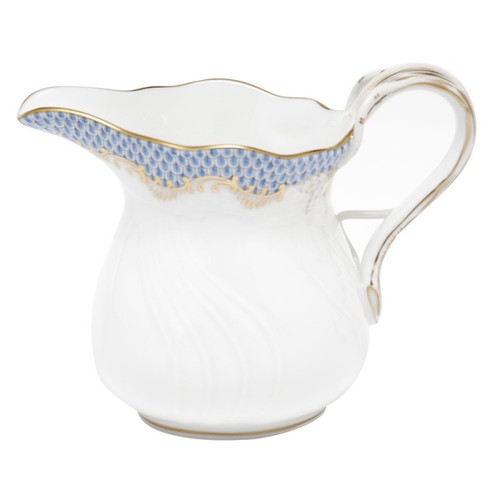 Herend White With Light Blue Border Creamer (6 Oz) 3.5 inch H