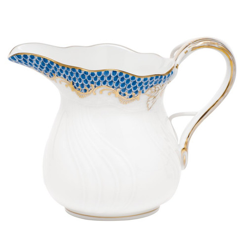 Herend White With Blue Border Creamer (6 Oz) 3.5 inch H