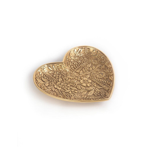 Jay Strongwater Colleen Floral Heart Trinket Tray, Gold Comp