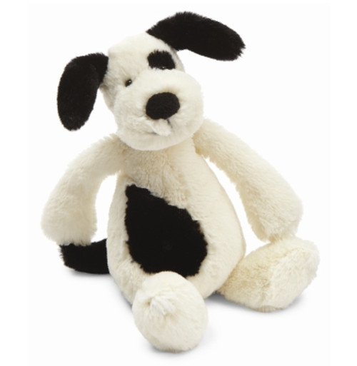 Jellycat Bashful Black & Cream Puppy - Small Stuffed Animal