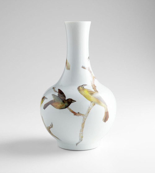 Large White Ceramic Bird Vase by Cyan Design