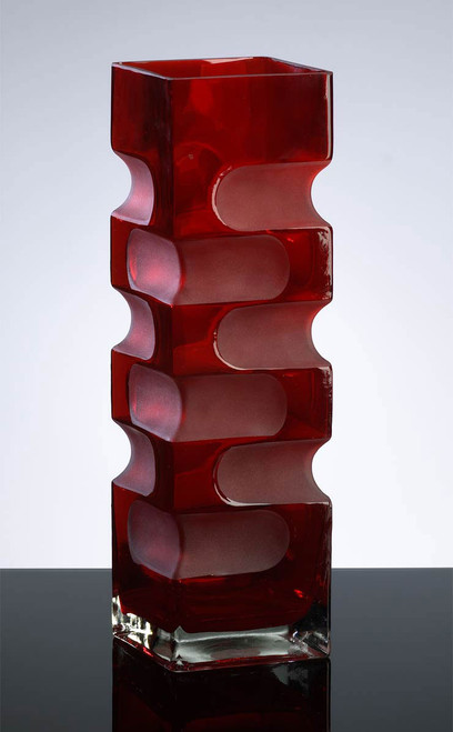 Large Etched Red Glass Vase by Cyan Design