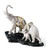 Lladro Celebration Elephants On Black Rock Porcelain Figurine